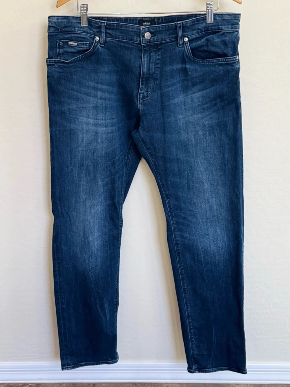 BOSS Hugo Boss Delaware Slim Fit Stretch Men's Jeans Blue Dark Wash 36x32